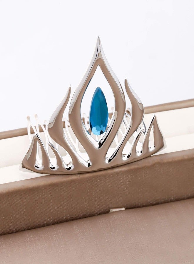 FAADBUK Princess Crown Hairpin Fairytale Gift Cosplay Jewelry Blue Princess Hairpin (Silver Crown) (Silver Crown) - Image 4